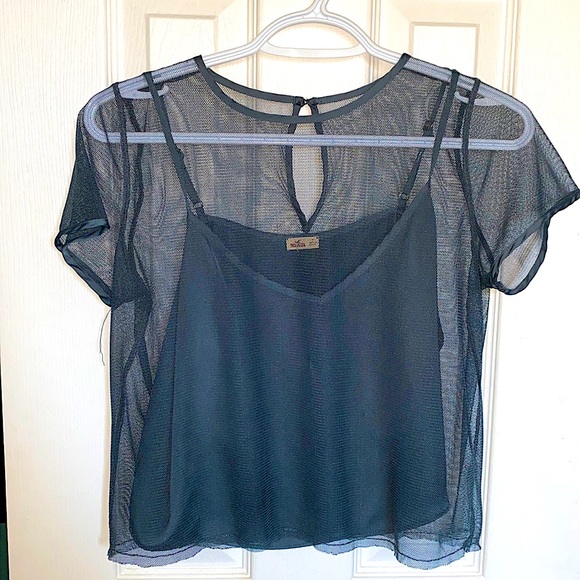 Hollister- mesh top with silk cami inside - Picture 1 of 2